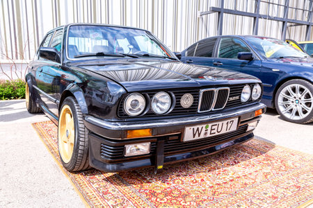 Samara, Russia - May 14, 2023: BMW 325 vintage vehicle at a local car showのeditorial素材