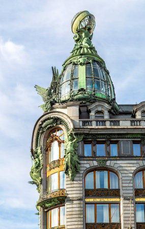 Dome of the famous Singer House on Nevsky Prospect in the historic center of the Saint Petersburg. Was built 1904の写真素材