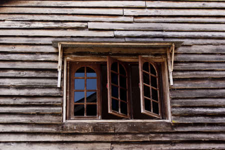 Window Frame in Wooden Cabinの写真素材