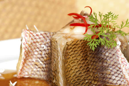 Steamed Fish w Light Soy Sauceの写真素材
