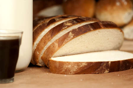 Country Bread, Milk & Black Coffeeの写真素材