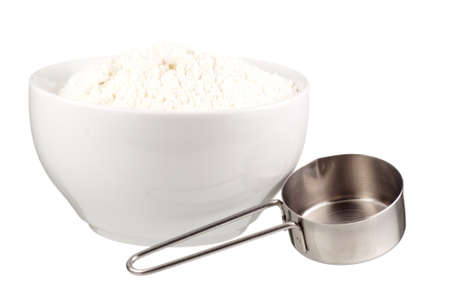 Wheat Flour in a White Bowlの写真素材