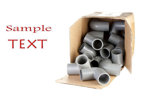 Opened Box of PVC Elbow Fittingsの写真素材