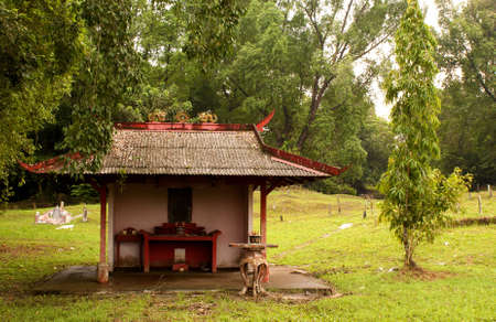 A Buddhist Prayer Hut in a Chinese Cemetaryの写真素材
