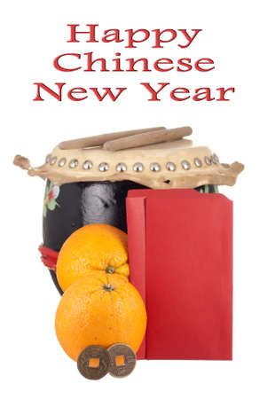 Lucky Coins, Oranges, Drumset and Blank Angpows for your Textの写真素材