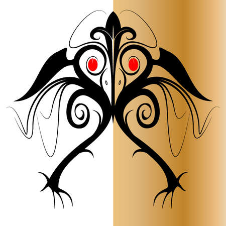 Iban Tribal Bird Design Vectorのイラスト素材