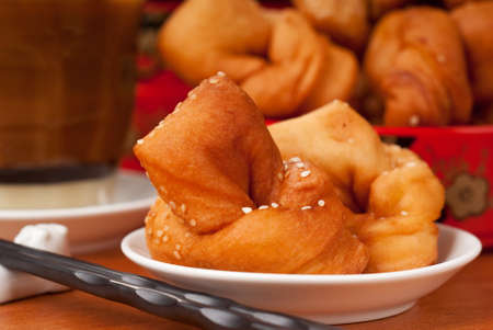 Chinese Fried Crullers quaintly called  boy-meets-girl in Cantoneseの写真素材