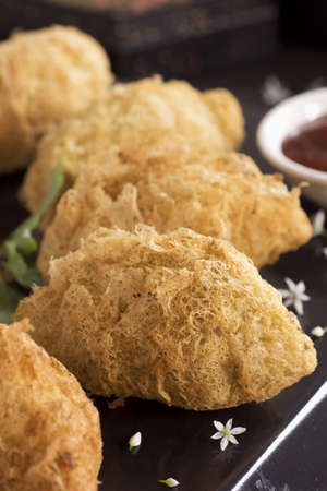 Lacy Taro Puffs with Pork Filling Non sharpen fileの写真素材