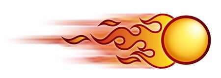illustration of a fireball with a trace at white backgroundの写真素材