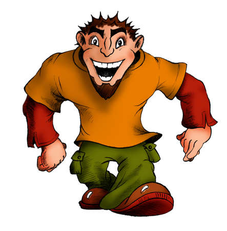 cartoon coloured illustration of smiling teenagerの写真素材