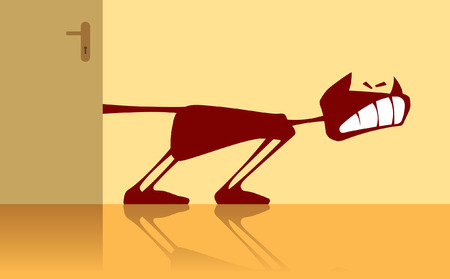 Vector illustration of a cat with a sandwiched tail.のイラスト素材