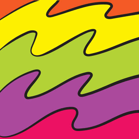 Colorful simple wavy pattern vector background with orange yellow green purple and pinkのイラスト素材