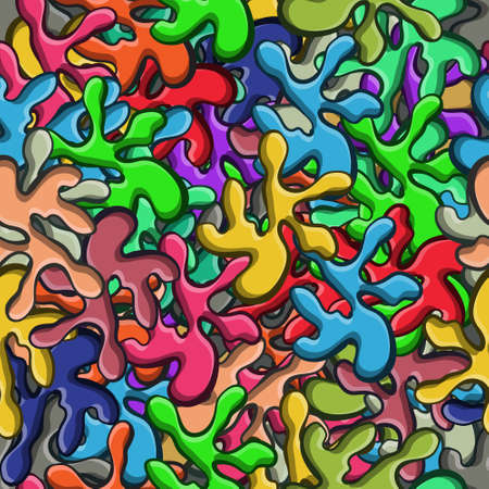 Colorful 3D abstract splatter texture background, seamless pattern vector illustration.のイラスト素材