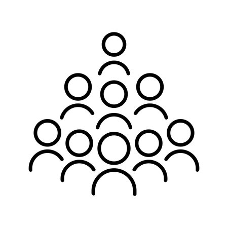 User group network, community member, crowd of people icon in outline flat style design. Vector illustration design.のイラスト素材