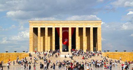 Ankara/Turkey - May 19 2018: People celebrate May 19 Commemoration of Ataturk, Youth and Sports Day at Anitkabir, Mustafa Kemal Ataturks mausoleumのeditorial素材