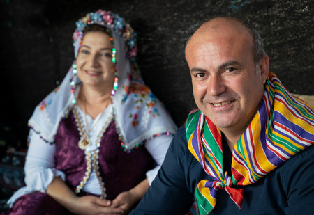 Sogut, Bilecik / Turkey - September 08 2019: Yoruk Turkish people in traditional clothes during Celebrations to commemorate Ertugrul Gazi, Yoruk Festivalのeditorial素材