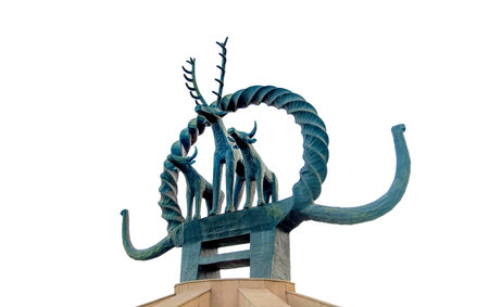 Ankara/Turkey-November 24 2018: Hittite Sun sculpture located in square Sihhiye neighborhood.のeditorial素材