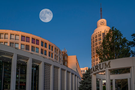 Ankara / Turkey - September 23 2019: Sheraton Hotel and Karum Shopping Mall in Kavaklidere District in the eveningのeditorial素材