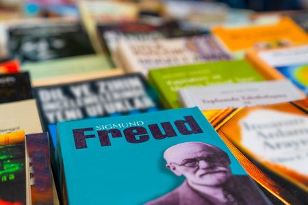 Ankara/Turkey- March 01 2020:  Book related to Sigmund Freud in a flea marketのeditorial素材