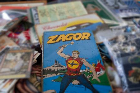 Ankara/Turkey- March 01 2020: Comic book character Zagor in a flea marketのeditorial素材