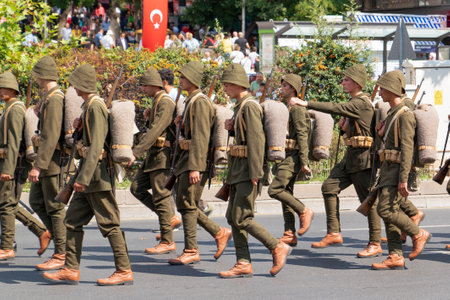 Ankara/Turkey - August 30 2019: Soldiers in Ottoman uniforms paradesのeditorial素材