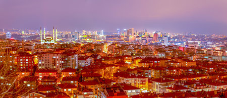 Ankara/Turkey-March 02 2019: Panoramic Ankara view with Kocatepe Mosque and skyscrapersのeditorial素材