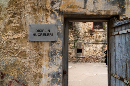 Sinop/Turkey - August 04 2019: Disciplinary cells (Turkish: Disiplin Hucreleri) in Sinop Fortress Prison, (Turkish: Sinop Kale Cezaevi) was a state prison situated in the inside of the Sinop Fortressのeditorial素材