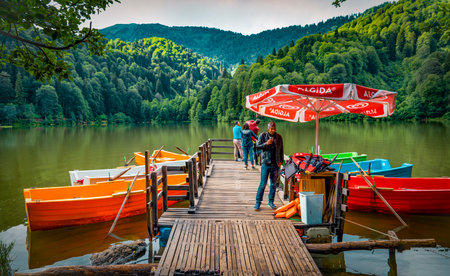 Borcka, Artvin / Turkey - August 06 2019: Karagol (Blacklake) is a very popular tourist attraction in Black Sea region.のeditorial素材