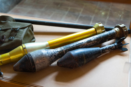 Three different mortar shell on the tableのeditorial素材