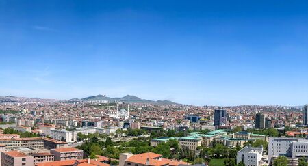 Ankara/Turkey-May 15 2019-Aerial view of The Grand National Assembly of Turkey and Kocatepe Mosque with cityscape in backgroundの写真素材