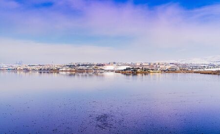 Ankara/Turkey-January 01 2019: Lake Mogan with Golbasi Cityの写真素材