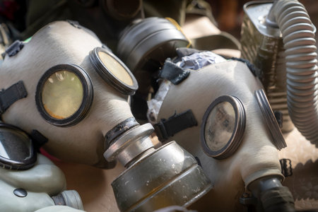Old gas masks at a flea market, Ankara, Turkey
