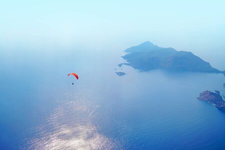 Paragliding on Mediterranean Sea.の写真素材