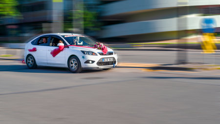 Ankara/Turkey-June 23 2019: Wedding car on the streetのeditorial素材