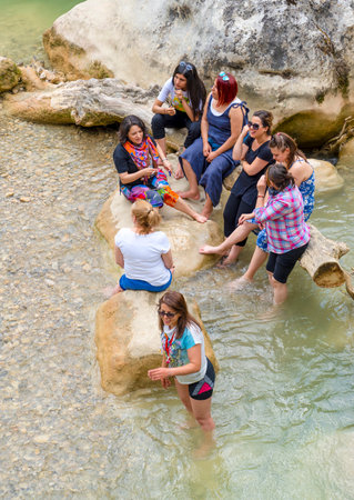 Pinarbasi, Kastamonu/Turkey-June 30 2019: People enjoy in waterfall. Ilica waterfallsのeditorial素材