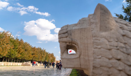 Ankara/Turkey - March 10 2019:  Visitors on the Road of Lions in Anitkabirのeditorial素材