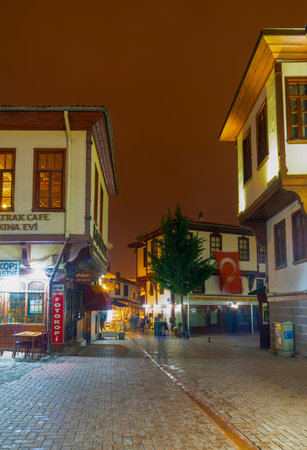 Ankara/Turkey-February 23 2019: Hamamonu district which is popular with old Turkish Housesのeditorial素材