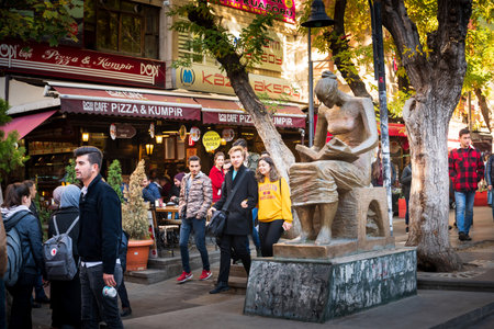 Ankara/Turkey-November 24 2018: "Human rights monument" on Kizilay Yuksel Street. Yuksel Street is a popular tourist destination in Ankaraのeditorial素材