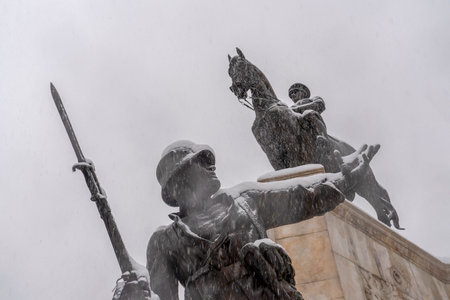 Ankara/Turkey-December 06 2019: Close-up view of Ataturk Statue in Ulus neighborhood in winterのeditorial素材
