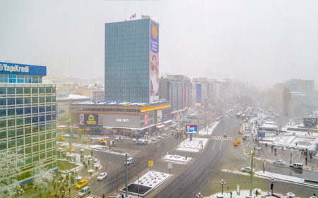 Ankara/Turkey-December 06 2019:  City center (Kizilay) in winter timeのeditorial素材
