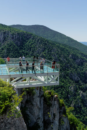 Kastamonu/Turkey-July 11 2020: 
Catak Canyon Glass Terrace located in Azdavay district of Kastamonu, in KÃ¼re Mountains National Parkのeditorial素材