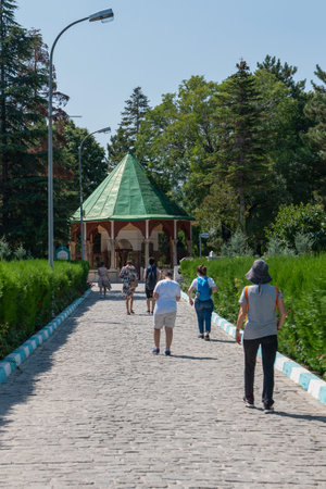 Aksehir, Konya/Turkey- July 18 2020: Mausoleum of Nasreddin Hodja with tourists in a sunny day.のeditorial素材