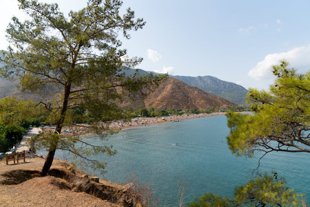 Long beach coast of Adrasan beach - Adrasan beach is one of the most popular beaches of Antalya -...