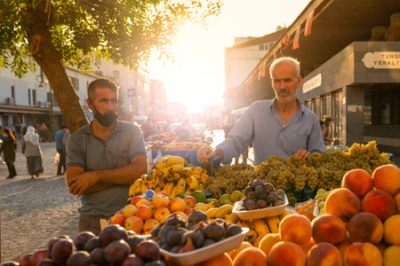 Sur, Diyarbakir, Turkey- September 17 2020: Mobile shop of greengrocer in the street.のeditorial素材