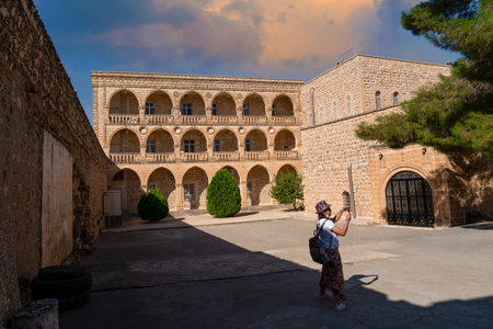 Midyat, Mardin, Turkey- September 17 2020: Mor Gabriel Monastery was made stone