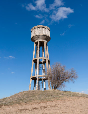 Water supply tank for agriculture with blue sky background.の写真素材