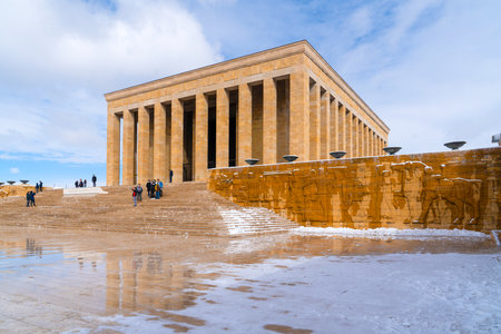 Ankara, Turkey - February 16 2021: People visit Anitkabir in winter time.のeditorial素材