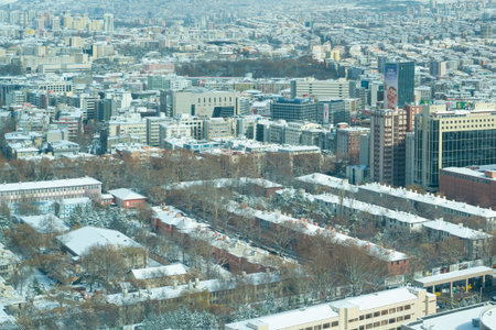 Ankara, Turkey- February 16 2021: Aerial view of saracoglu neighborhood and Kizilay district in winterのeditorial素材