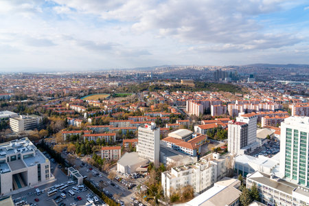Ankara, Turkey - February 9 2021: Panoramic Ankara view with Anitkabir and Haci Bayram Veli Universityのeditorial素材