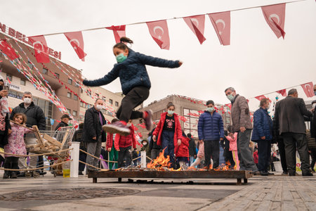 Ankara, Turkey - March 21 2021: People watching Nowruz celebrationsのeditorial素材